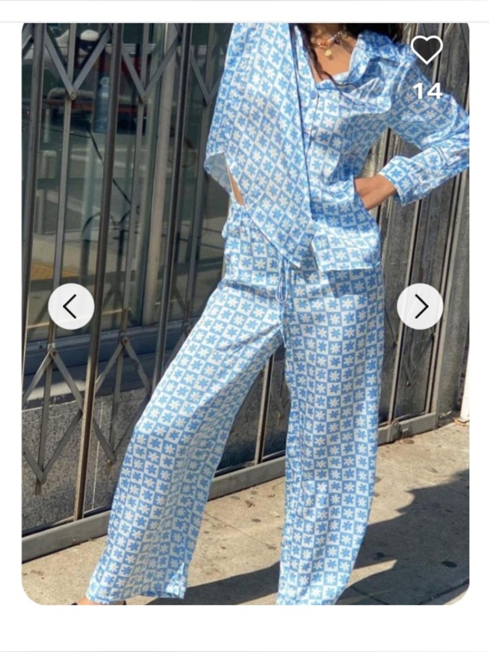 Lisa Says Gah Blue Printed Wide-Leg PJ’s - Picture 2 of 6